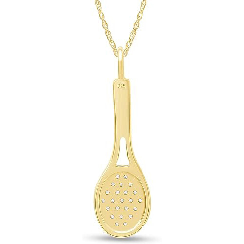 1/7ct Natural Round Diamond Tennis Racket Pendant 18″ Necklace Sterling Silver