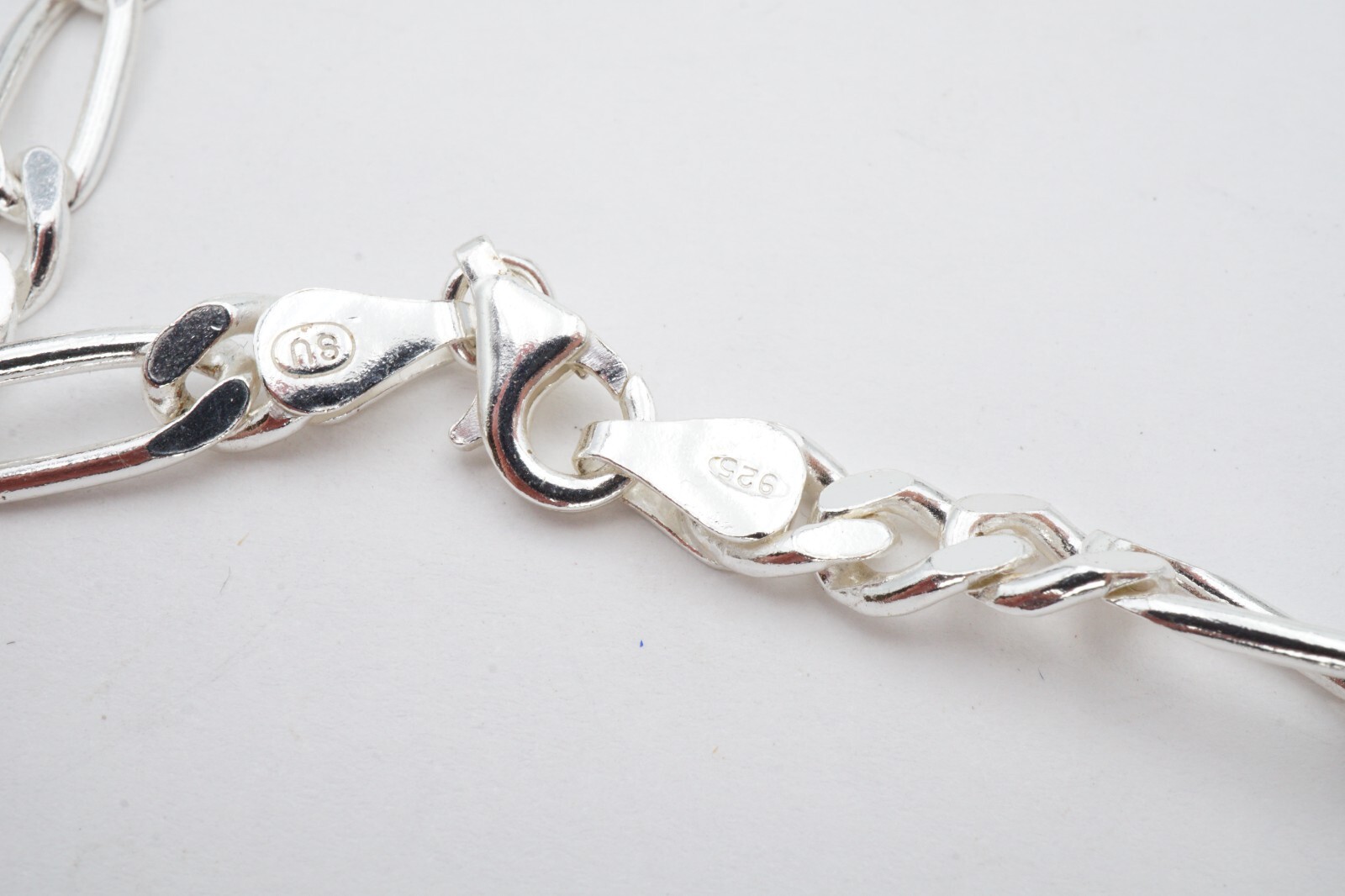 Sterling Silver 925 Figaro Necklace Chain 17.75″ Italy 5.5mm