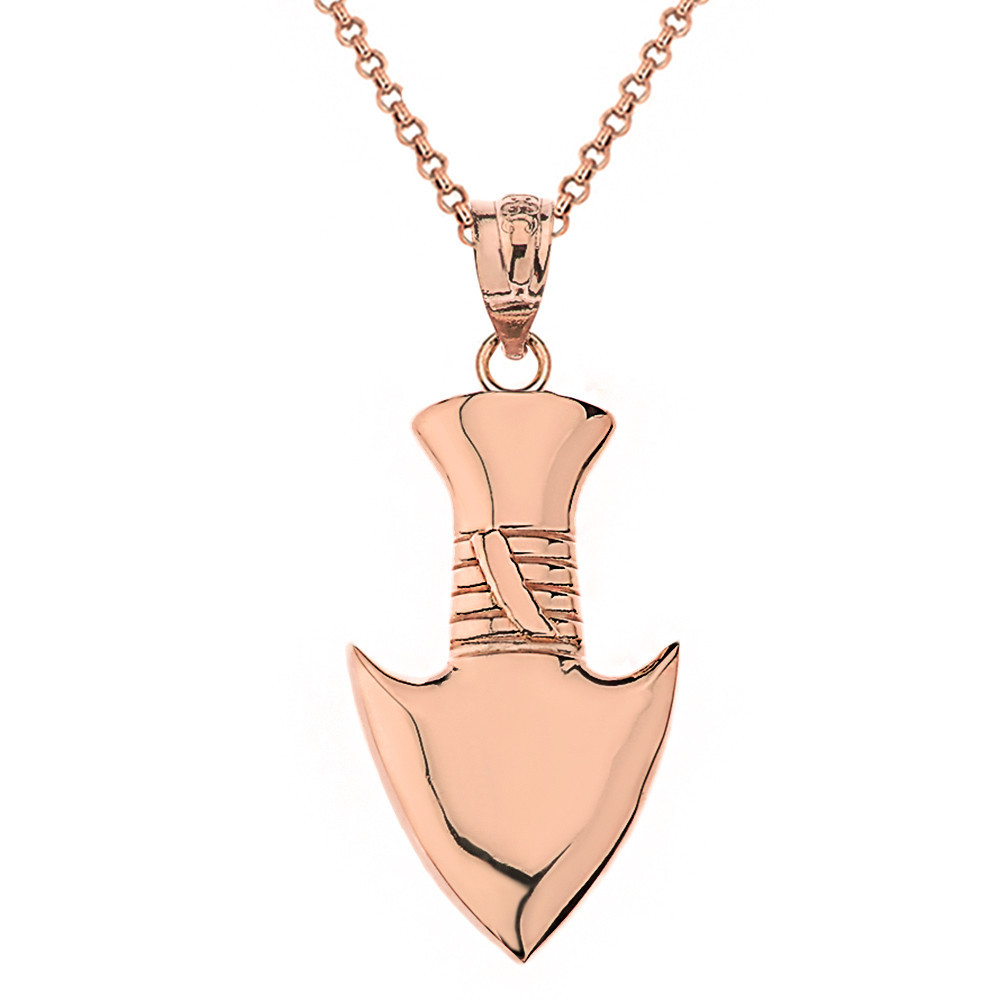 Solid Gold Arrowhead Pendant Necklace (Available in Yellow/Rose/White Gold)
