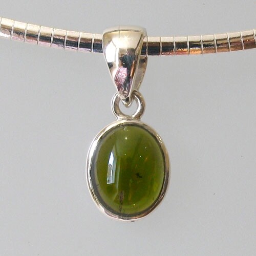 Green Tourmaline Pendant in Sterling Silver – 2.5 Carats, Eye Clean Oval Gem