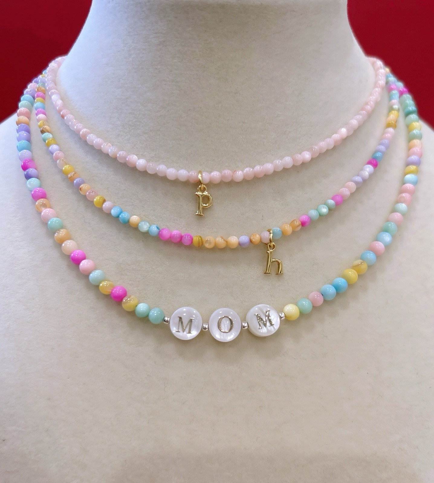 Custom Initial Charm Necklace • Colorful Beaded Necklace • DM Your Initial