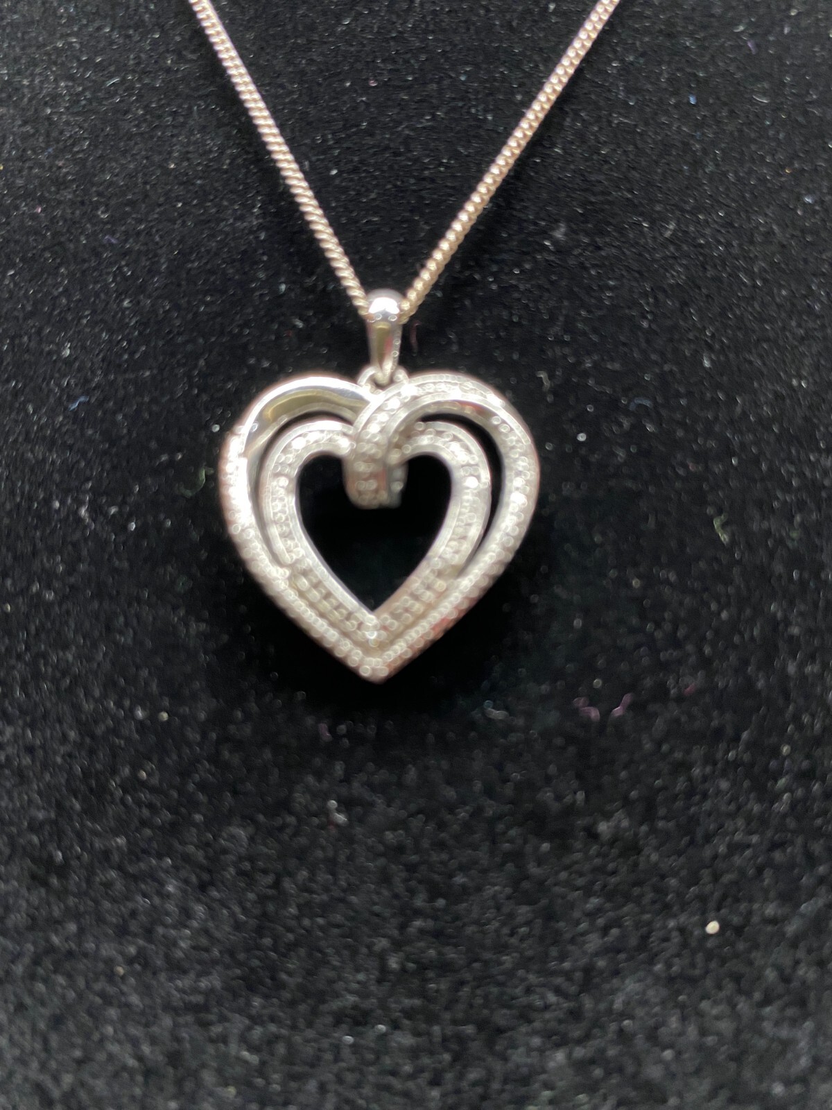 Sterling 925 CZ Heart within a Heart 1 X 0.75 in Pendant, Charm