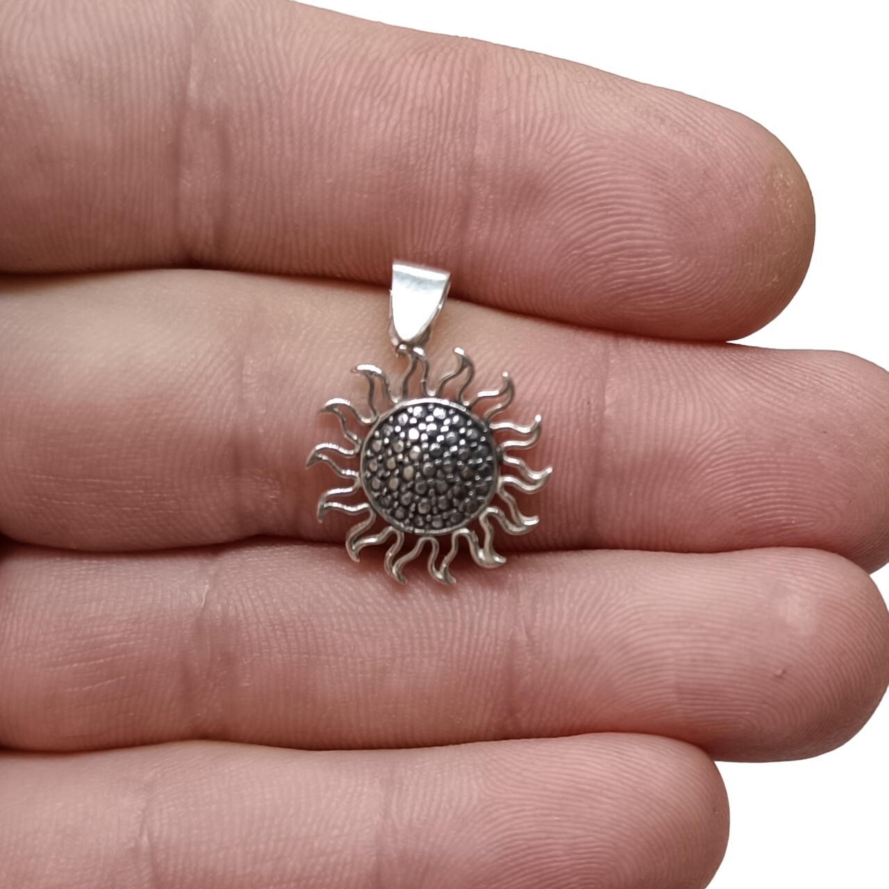 Handmade Sterling Silver Pendant Sun Hallmarked 925 Nickel Free