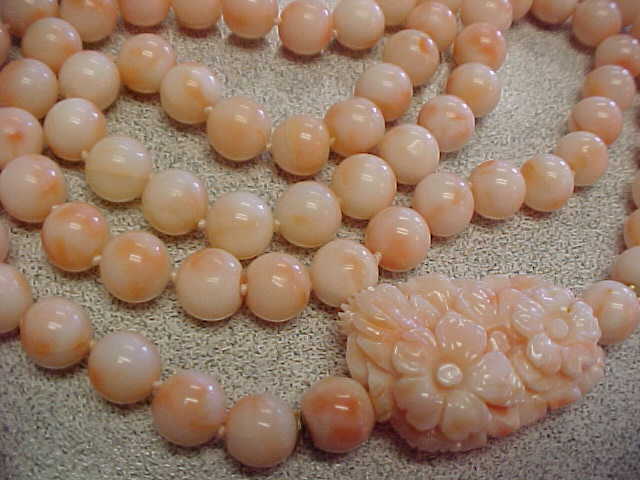 Estate Pink Angel Coral Necklace 9 mm 30 inches long High Quality Estate Item