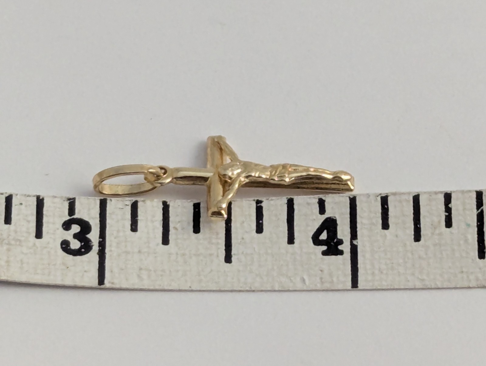 750 18K Solid Yellow Gold Jesus Crucifix Cross Pendant Charm 1.1gr 1″