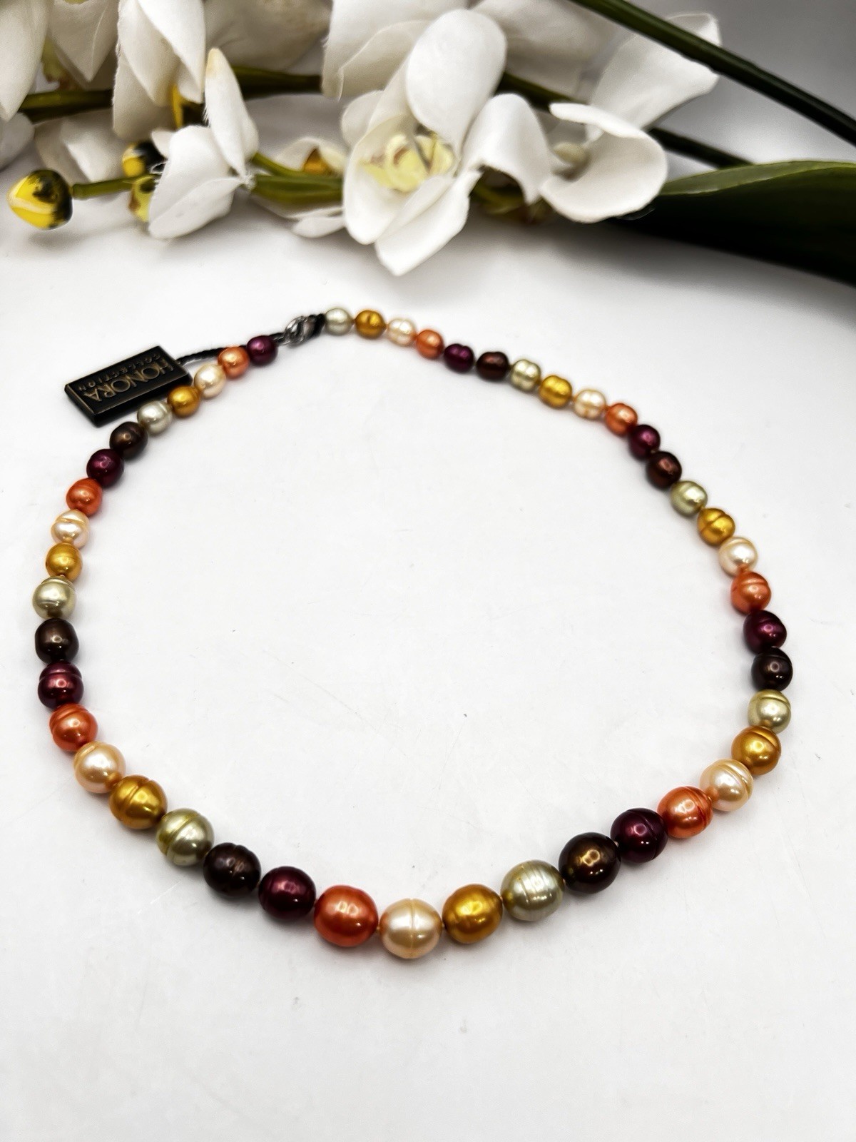 HONORA Cultured Pearl Necklace Multi Color Strand Earthtones NEW