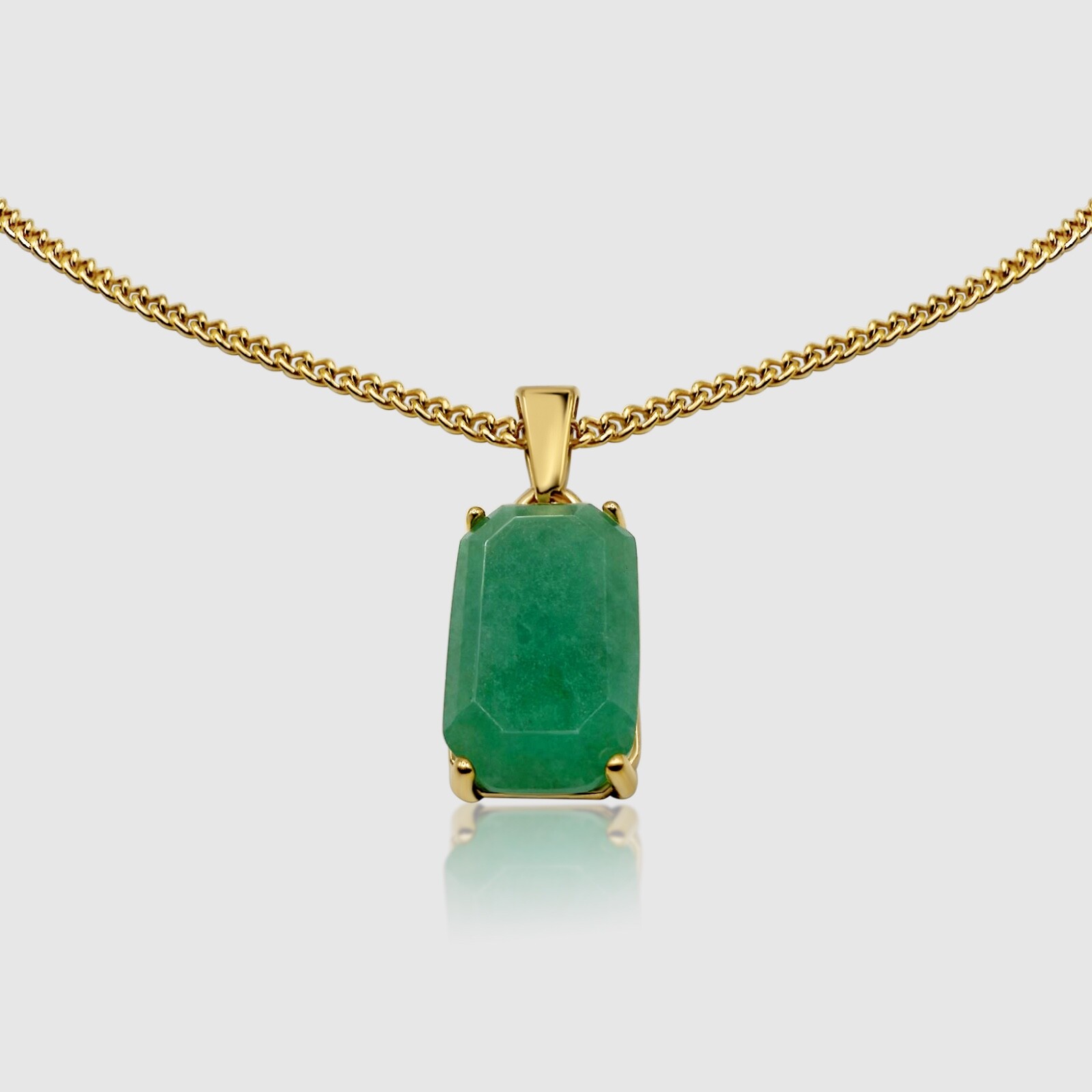 18K Gold Jade Stone Healing Crystal Pendant/Necklace Chain Gemstone Amulet 20”