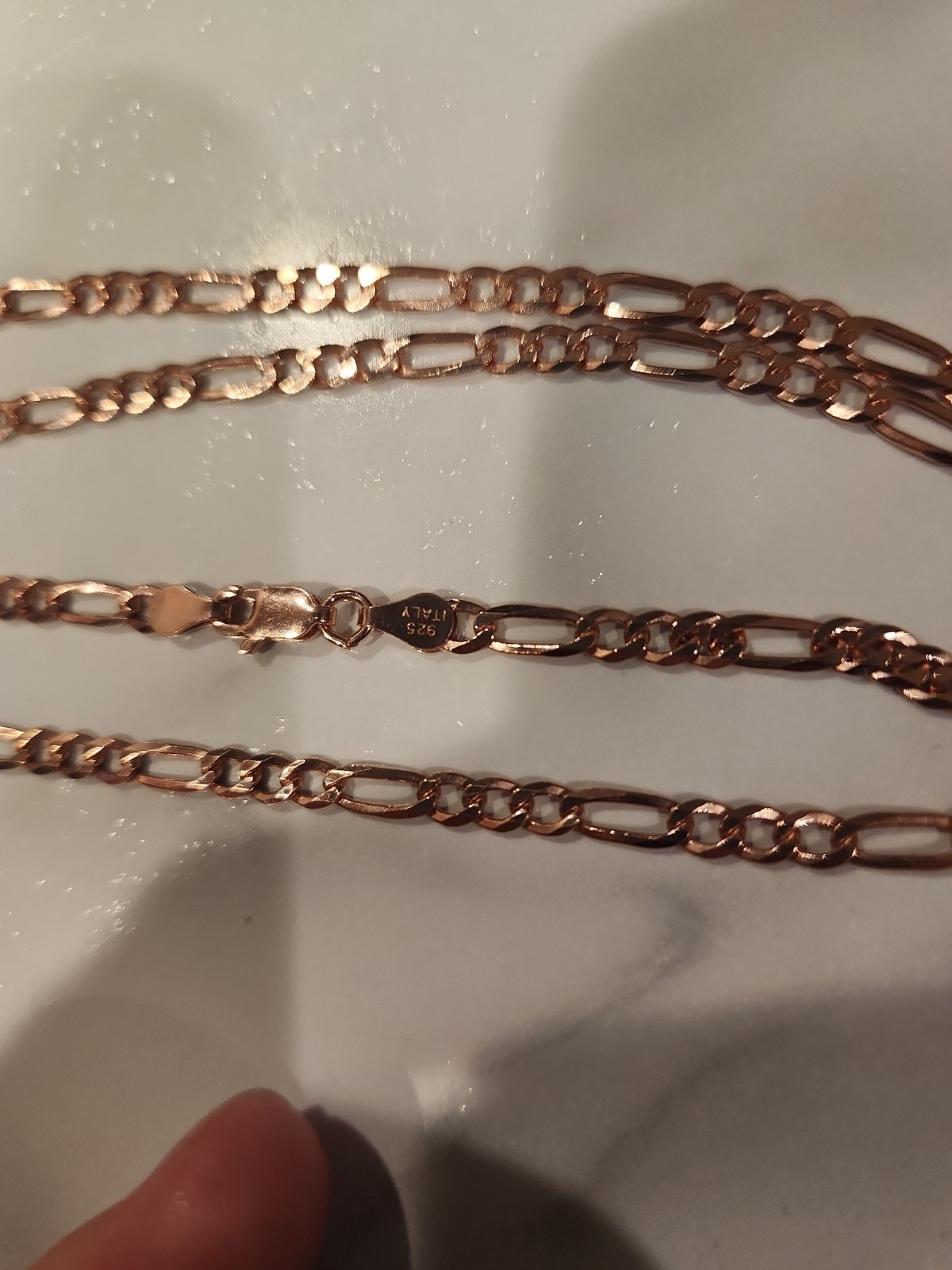 925 sterling silver Rose Gold Figaro chain necklace 20″ 4mm