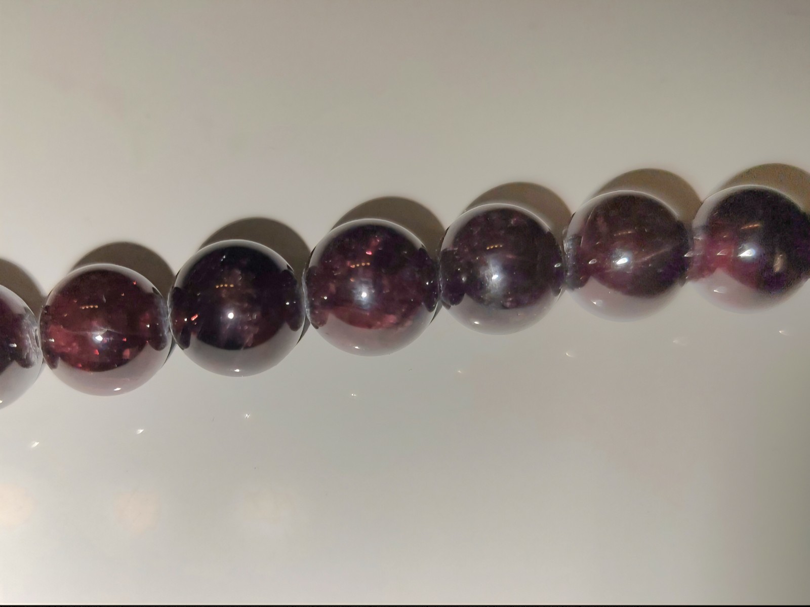 10 Mm 22″ Strand Wine Garnet Necklace 925 Silver