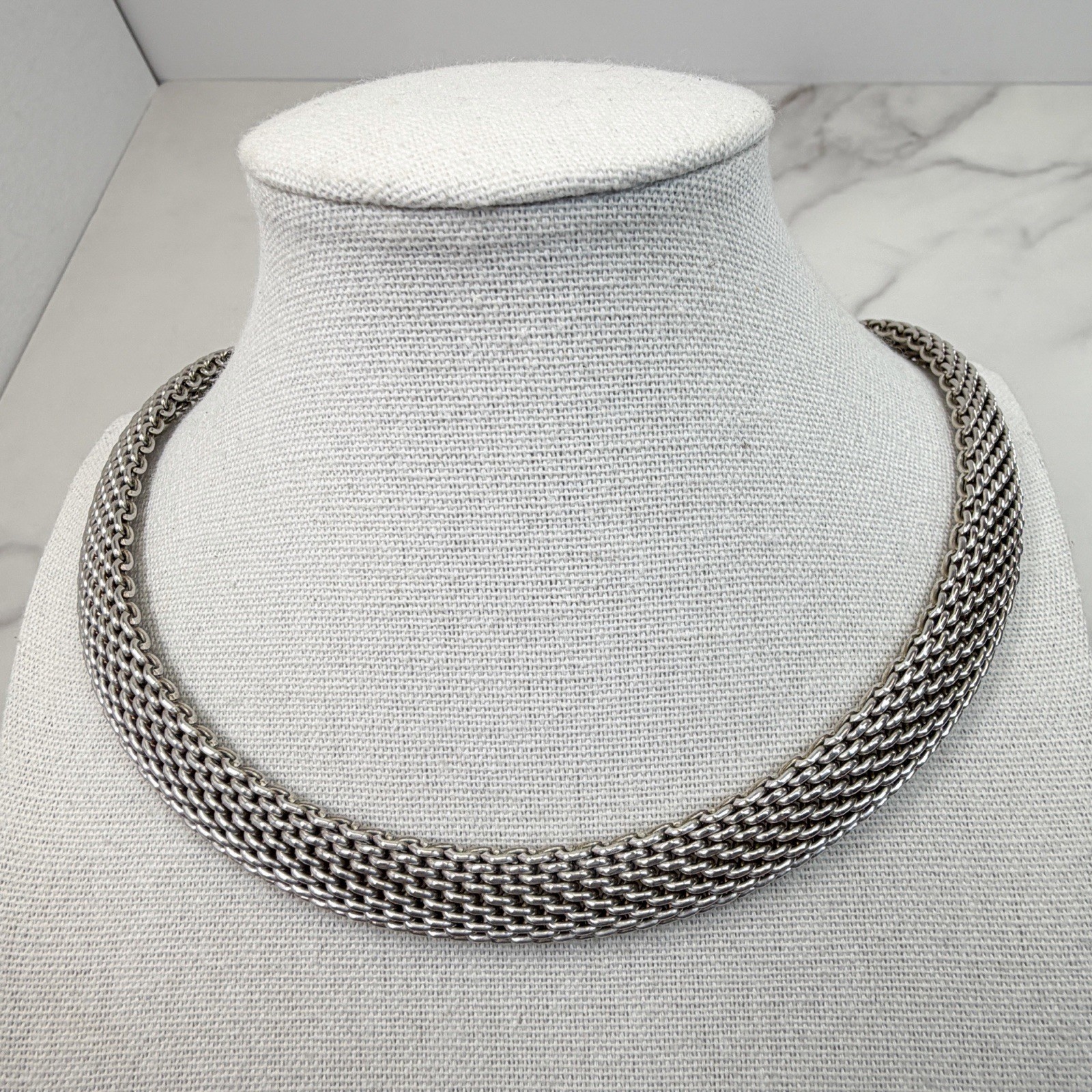 Tiffany & Co 925 Somerset Mesh Necklace Sterling Silver 17in