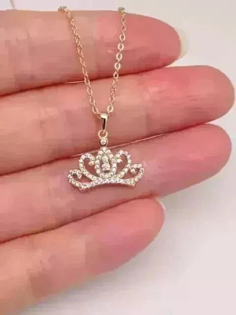 14K Yellow Gold Plated Round Cut 1.50 Ct Real Moissanite Women’s Crown Pendant
