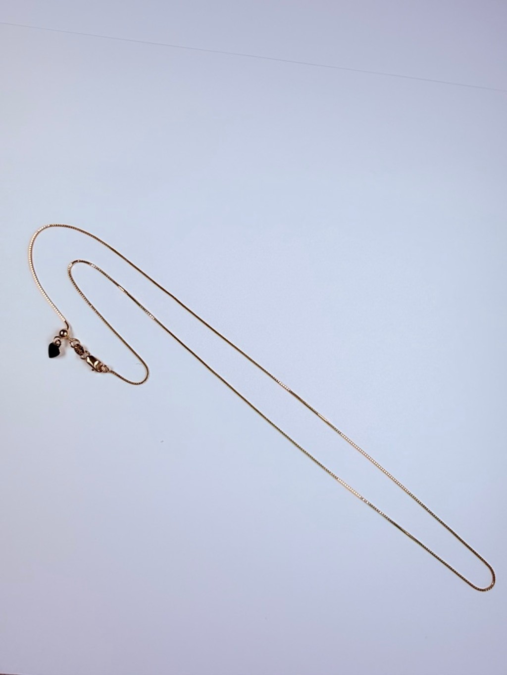 14K Solid Yellow Gold Box Link Chain Adjustable Slider Bead 1MM Necklace LGD