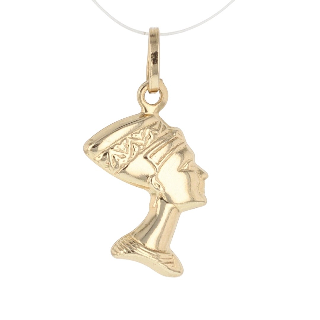 1″ Nefertiti Egyptian Queen Pendant without Chain 14k Yellow Gold 1.29 Grams