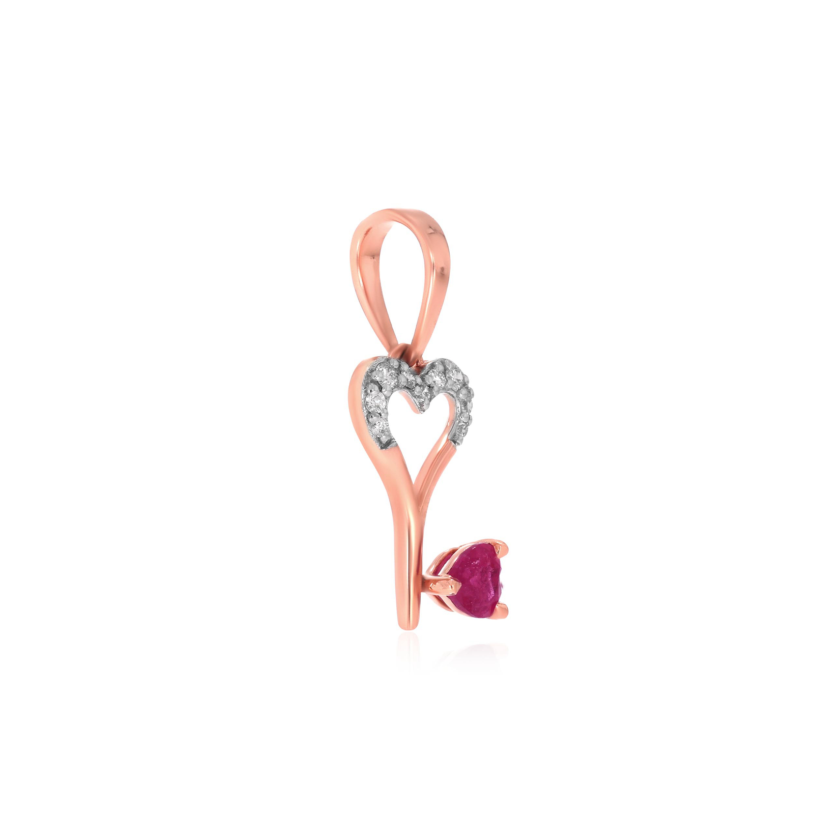 0.07 Ct 14K Rose Gold Love Key Diamond Pendant Jewelry For Women By Senco Gold