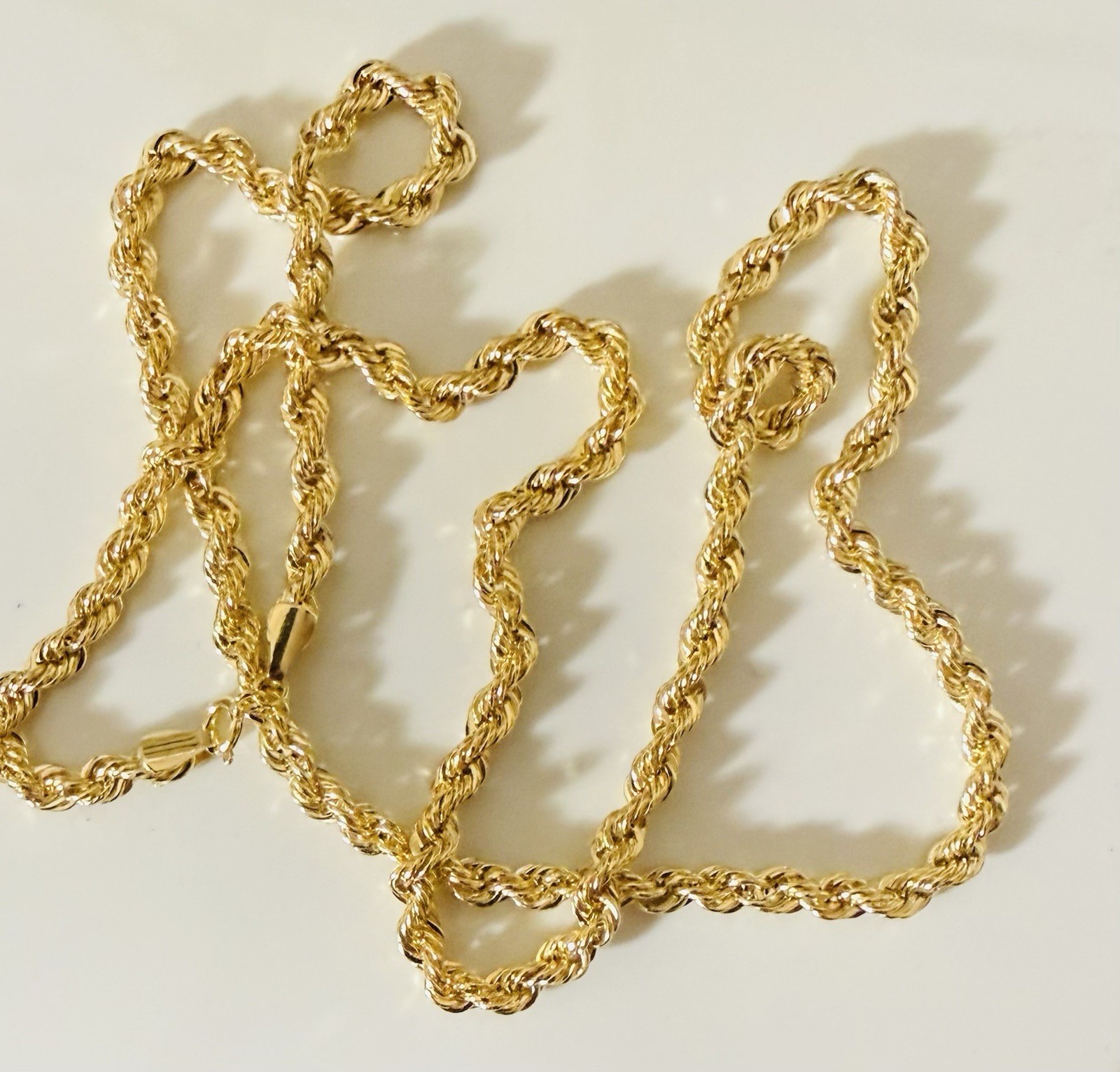 18K 750 Dubai Fine Genuine Gold Rope Chain Necklace 23.5” /24 Long 9.43g 4mm