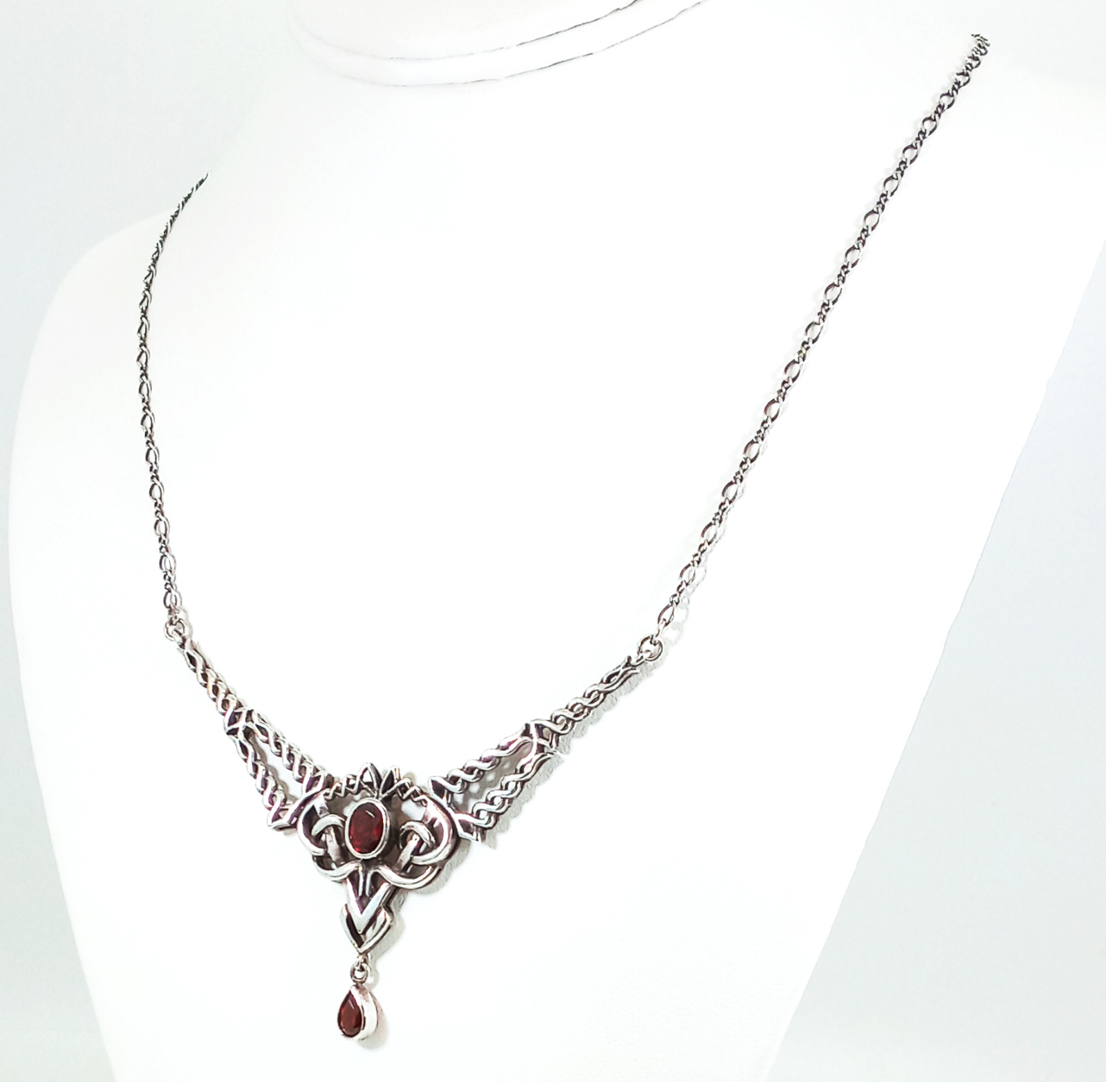 Vintage 2003 Peter Stone Celtic Garnet Necklace PSCL