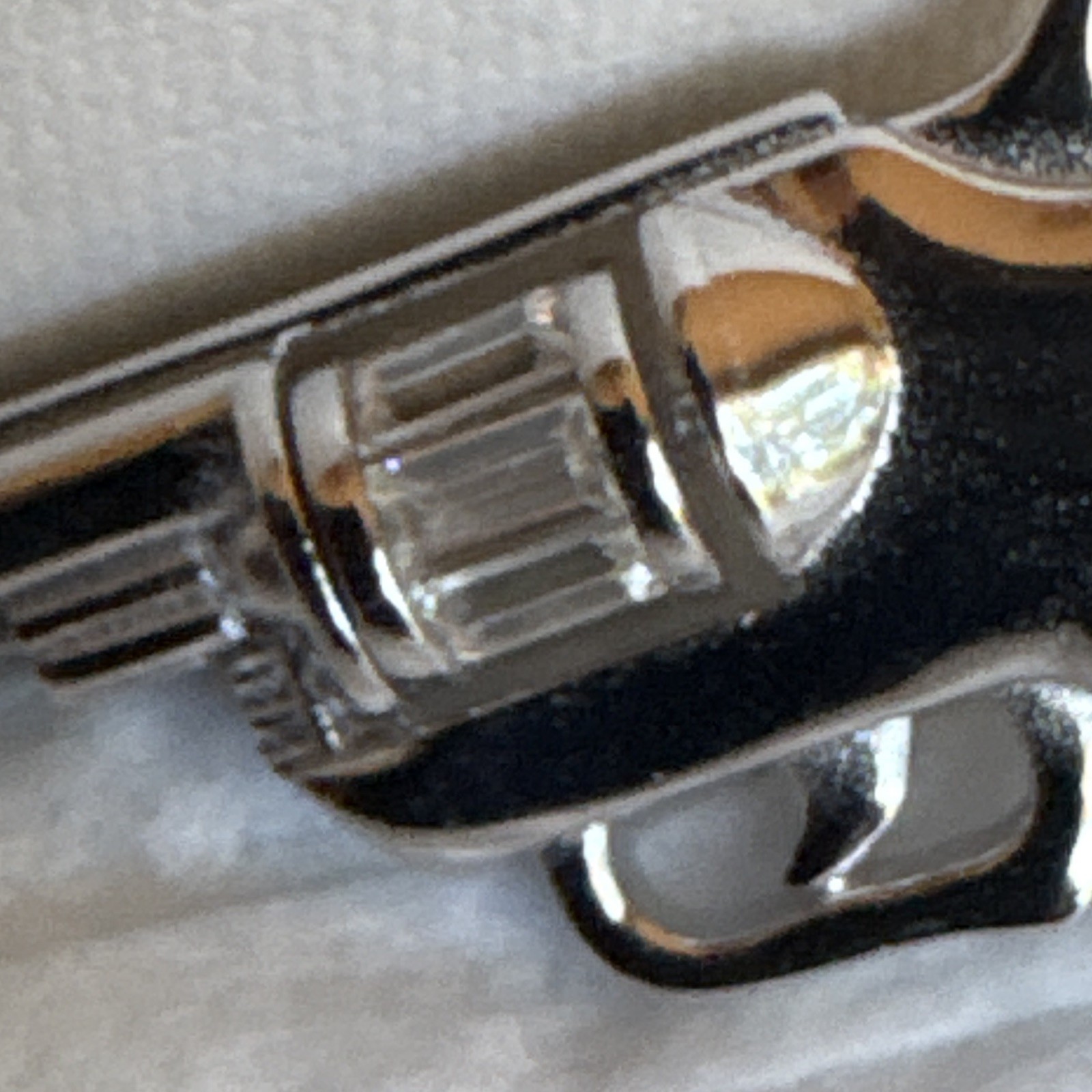 925 Sterling Silver Moissanite Revolver Gun Pendant Baguette Clear 2.00 ctw