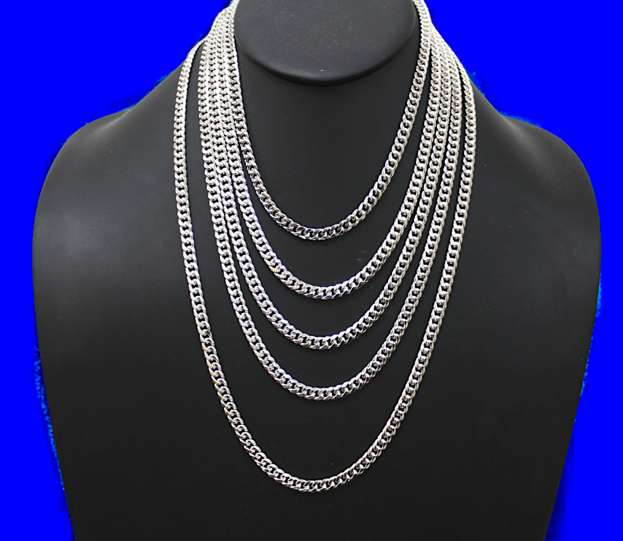10K White Gold 2mm-7mm Miami Cuban Link Chain Necklace Bracelet Real 7″-30″