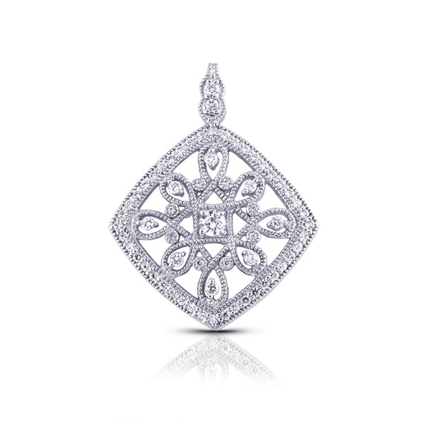 0.99ctw E VS1 Round Brilliant Earth Mined Certified Diamonds White Gold Pendant
