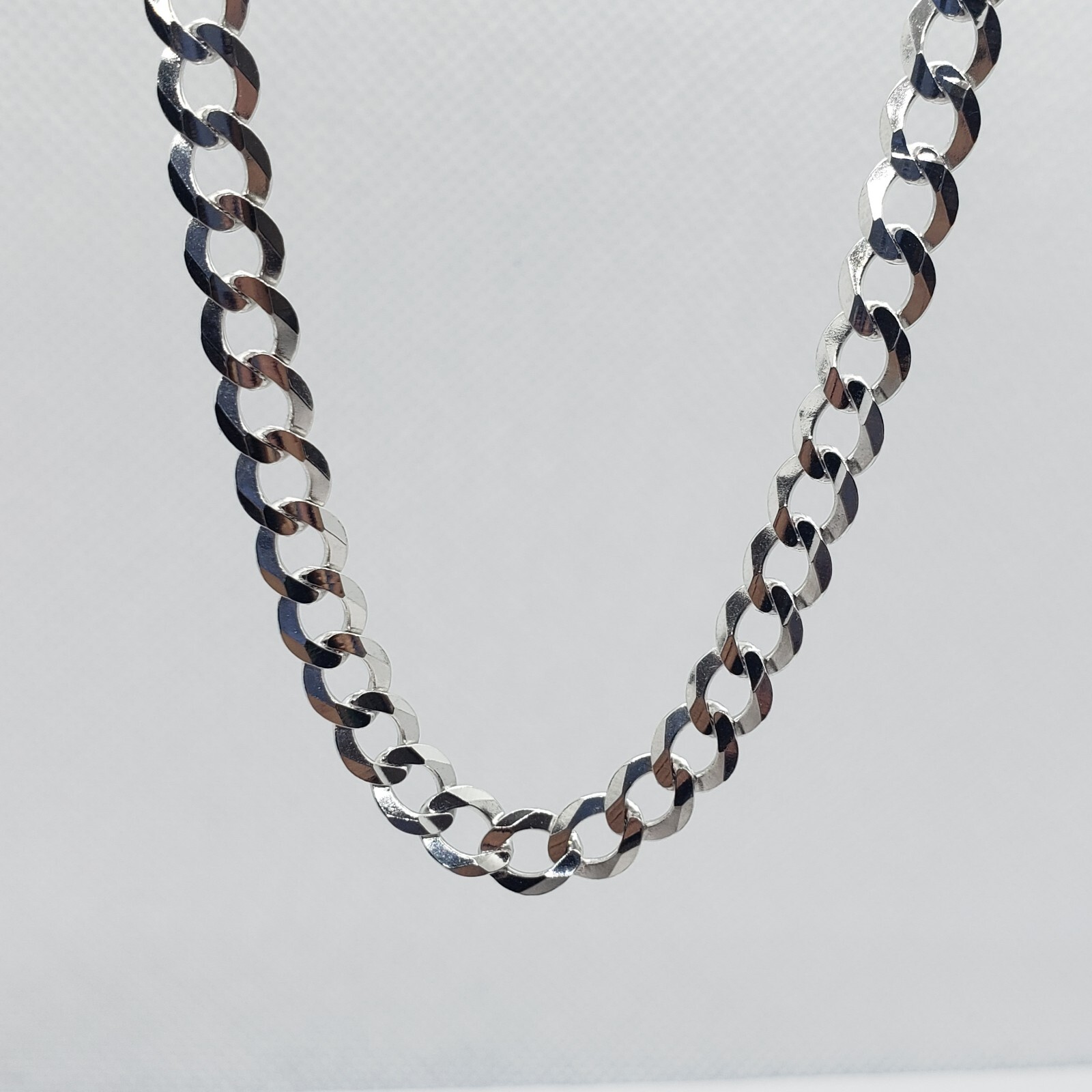 14K White Gold Solid Cuban Curb Link Chain Necklace Bracelet 5mm~6mm 7″~30″