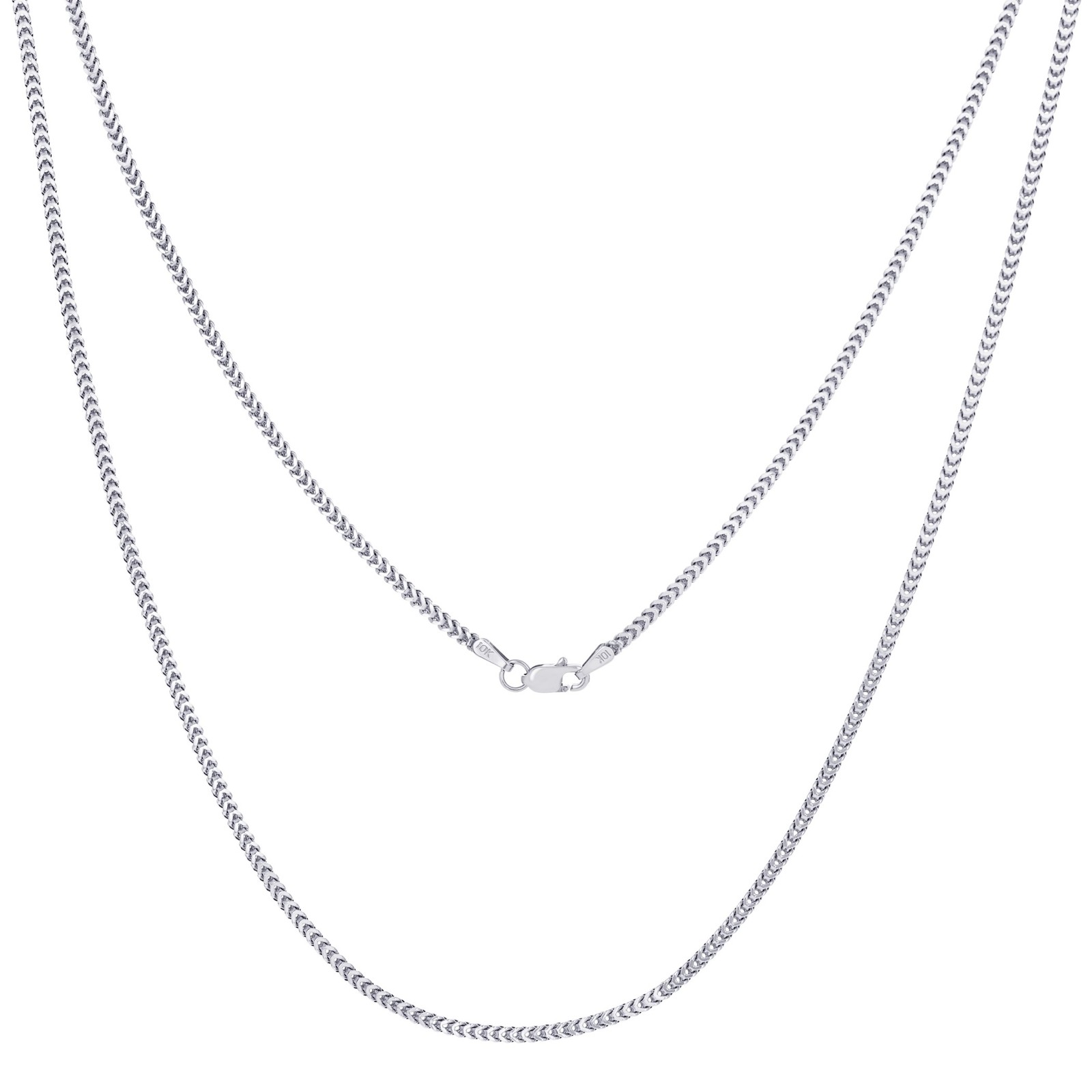 10K White Gold Womens 1.5mm Franco Square Box Foxtail Wheat Necklace Chain 18″
