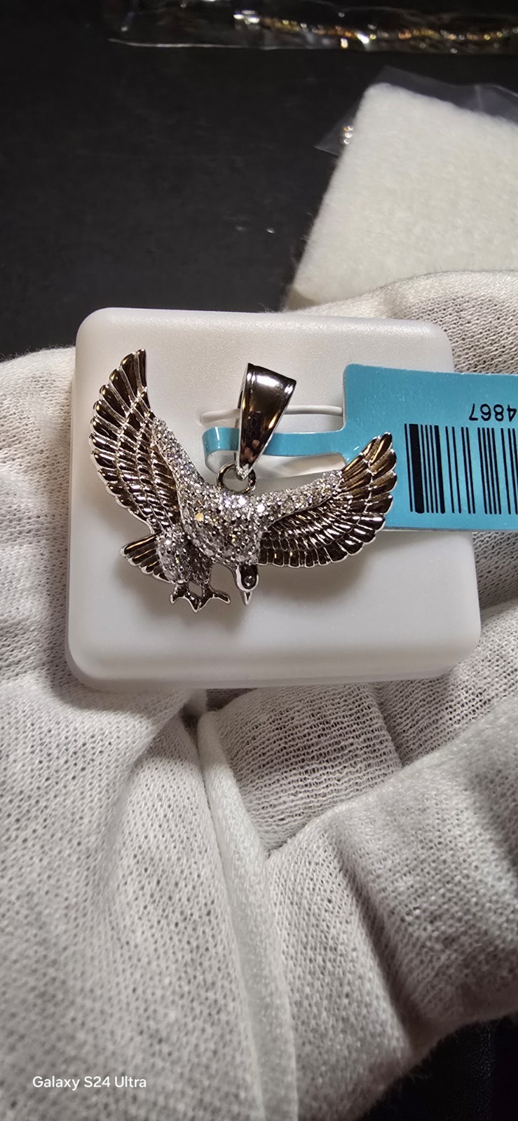 925 Sterling Silver Moissanite Eagle Pendant • 0.51 CTW • White/Colorless