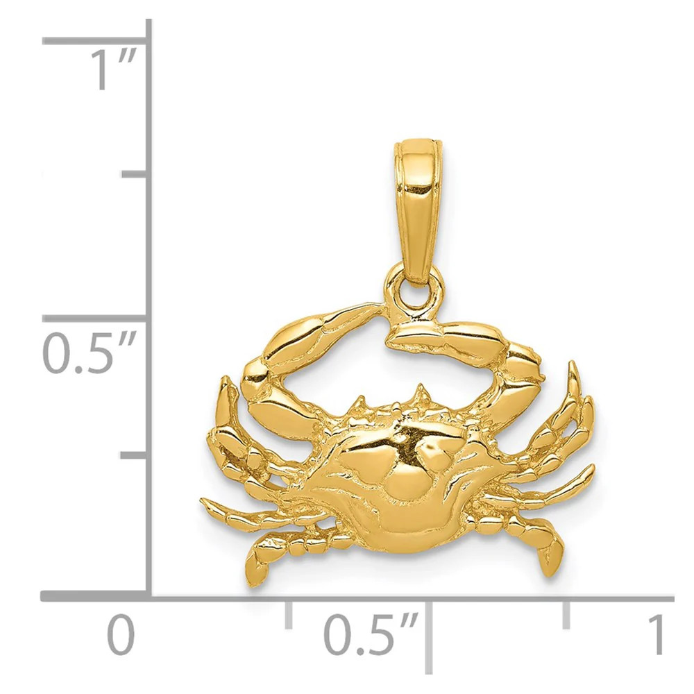 10K / 14K Yellow Gold Blue Crab Pendant