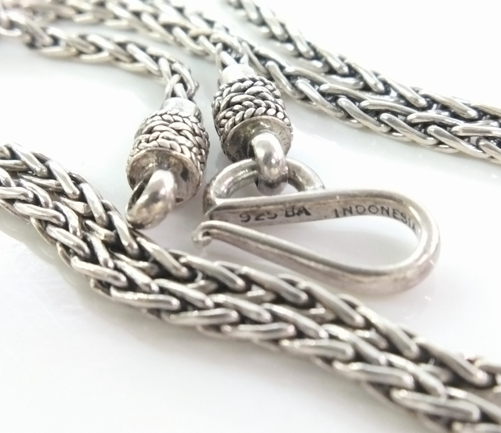 BA Suarti Sterling Silver 2.5mm Foxtail Spiga Wheat Hook Chain Necklace 18″ FZZ