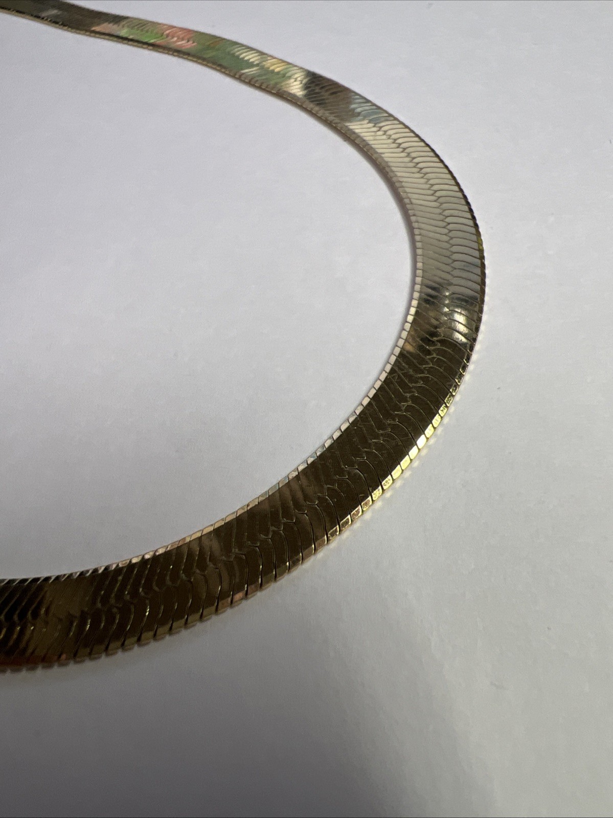 MILOR ITALY 7MM WIDE VTG HERRINGBONE 18″ 23.5GRAM CHAIN NECKLACE GOLD TONE