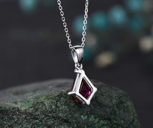Natural Red Garnet Men’s Pendant 925 Sterling Silver Gemstone Jewelry Gift