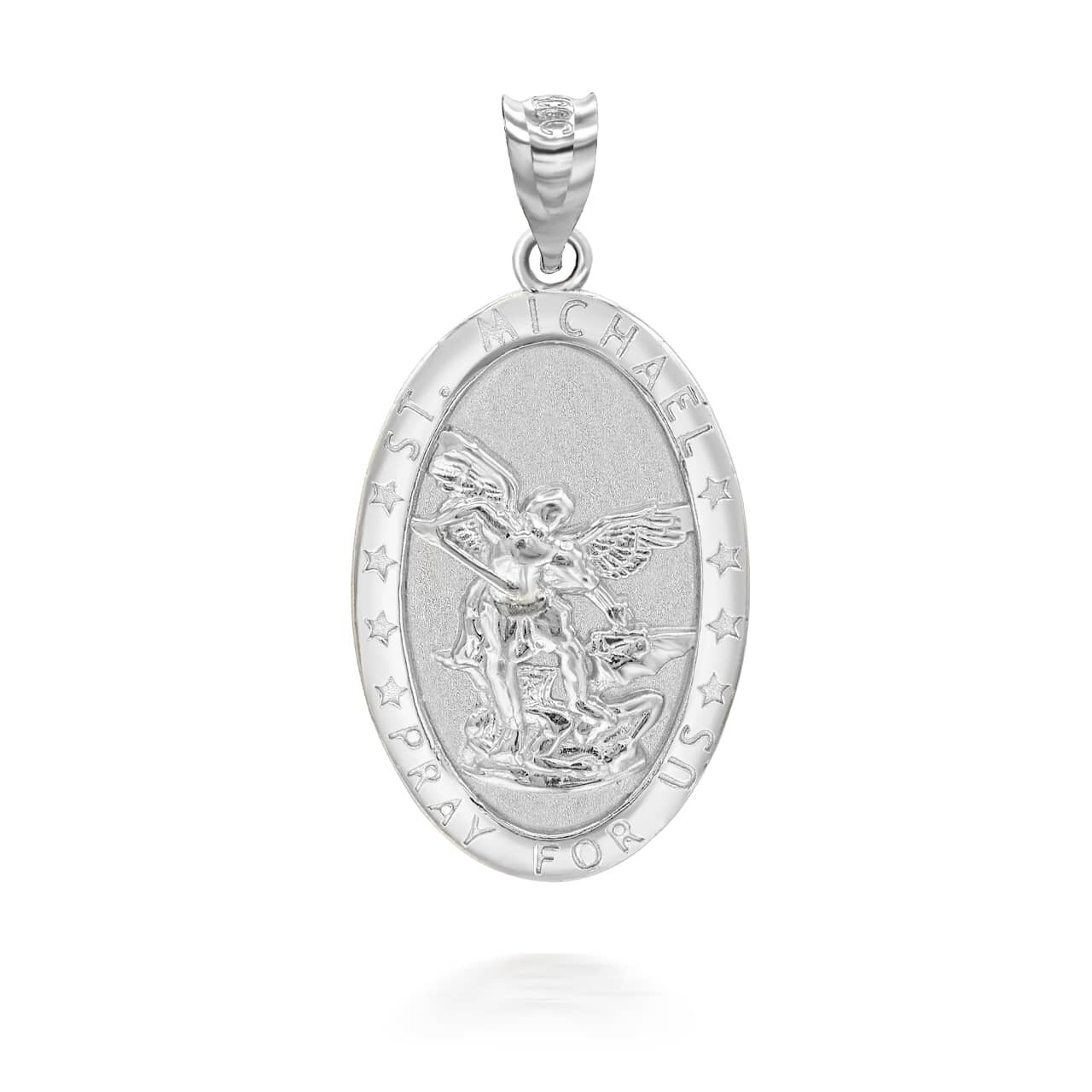 Gold Oval Saint Michael Pendant Necklace (Available in Yellow/Rose/White Gold)