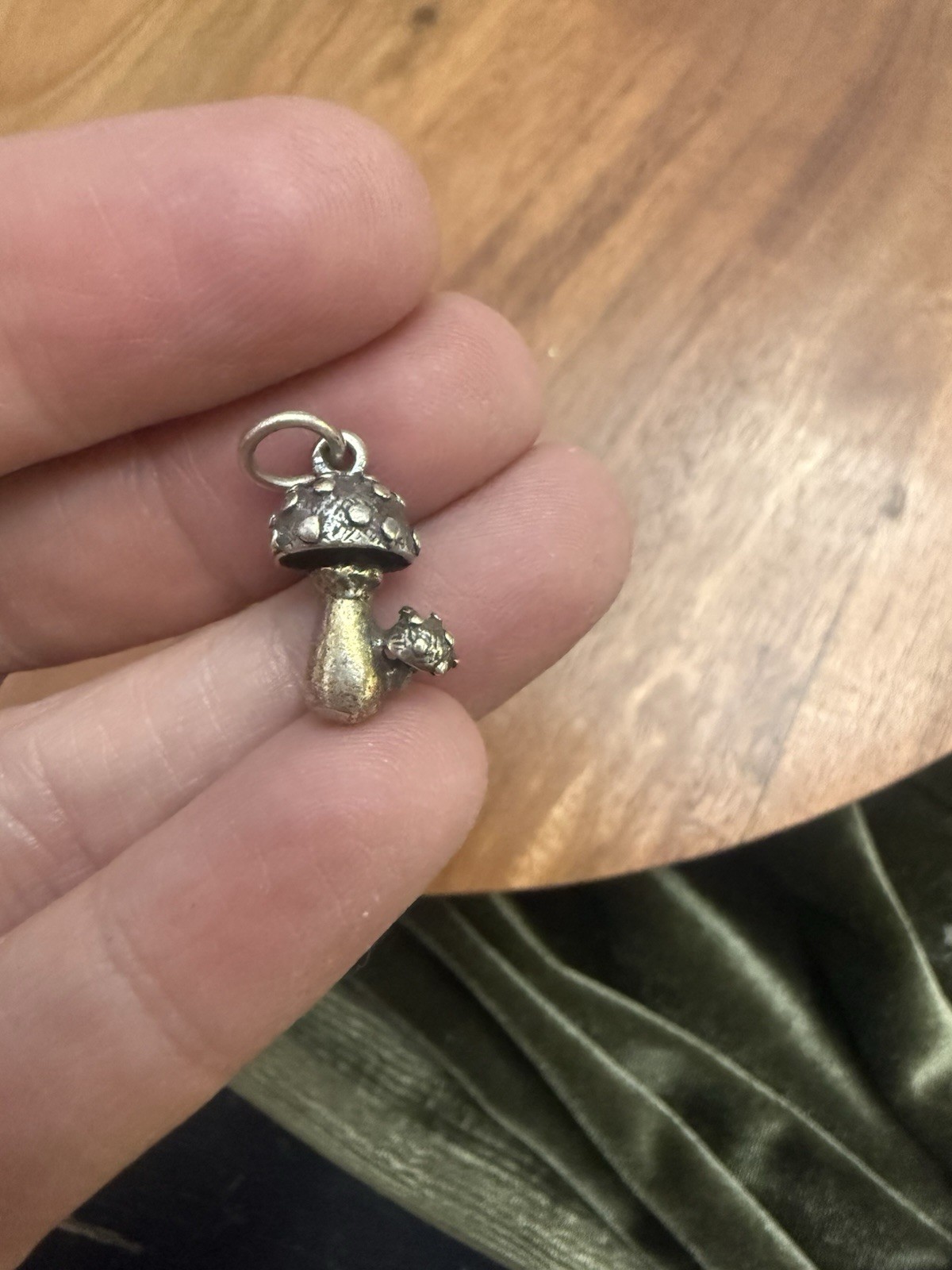 Silver Metal Mushroom Charm Pendant, Nature Theme, No Stone