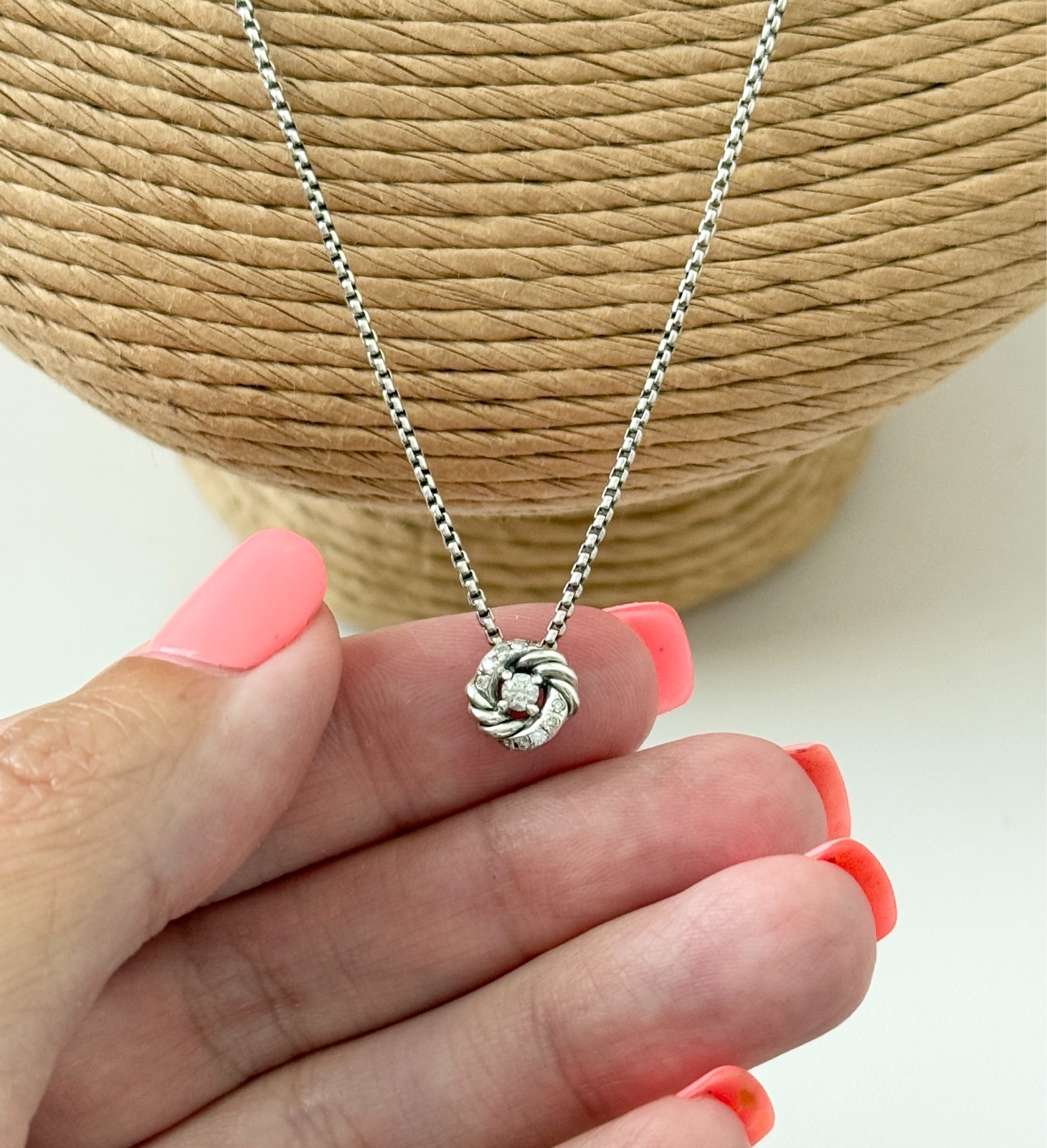 David Yurman .925 Sterling Silver Diamond Necklace