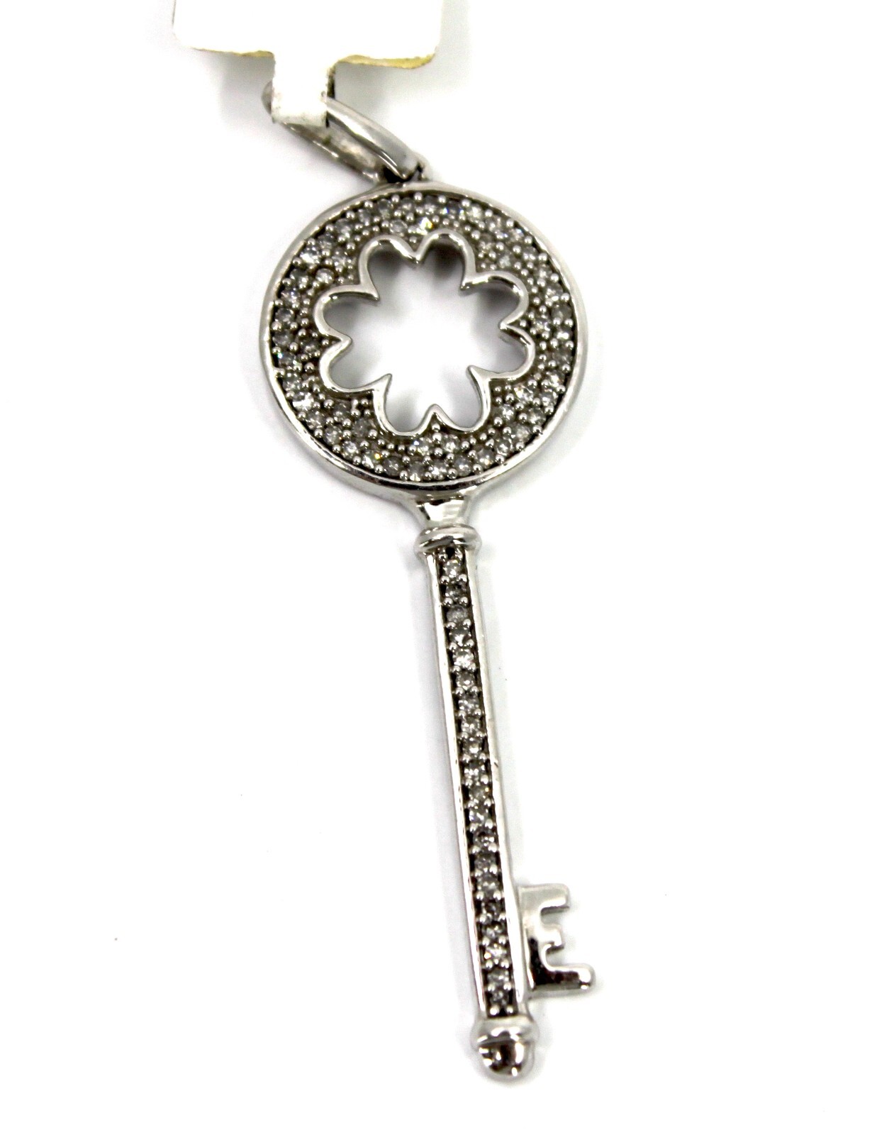 Diamond Key Pendant in 14k Solid White Gold Sign D.J.A