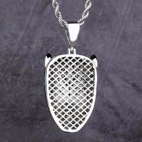 3 CT Black Real Moissanite Mens Black Panther Pendant 14k White Gold Plated
