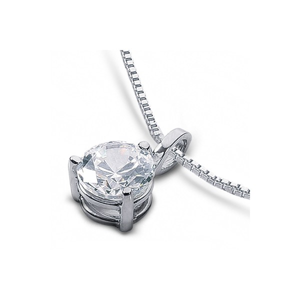 0.54ct D SI1 Round Natural Certified Diamond Platinum Classic Solitaire Pendant