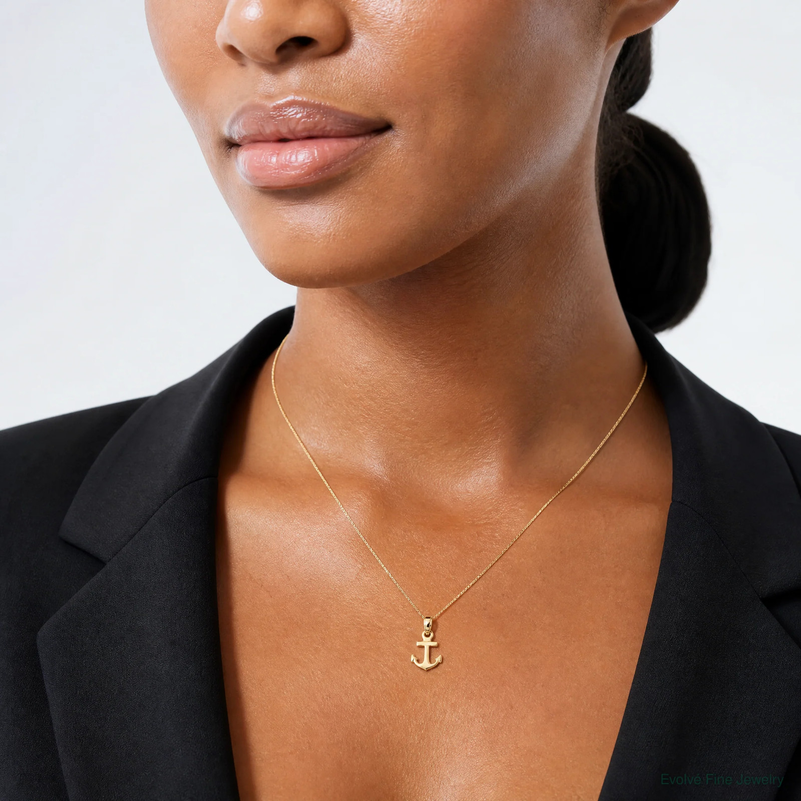 10K / 14K Yellow Gold Mini Anchor Pendant