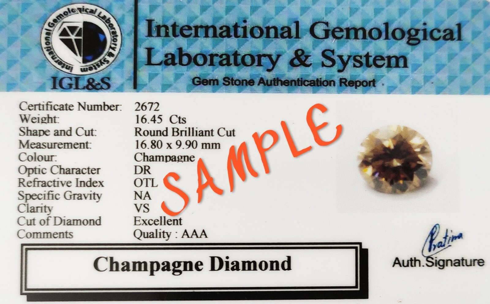 4 Ct Champagne Treated Diamond Pendant Great Luster VVS Certified Christmas Gift