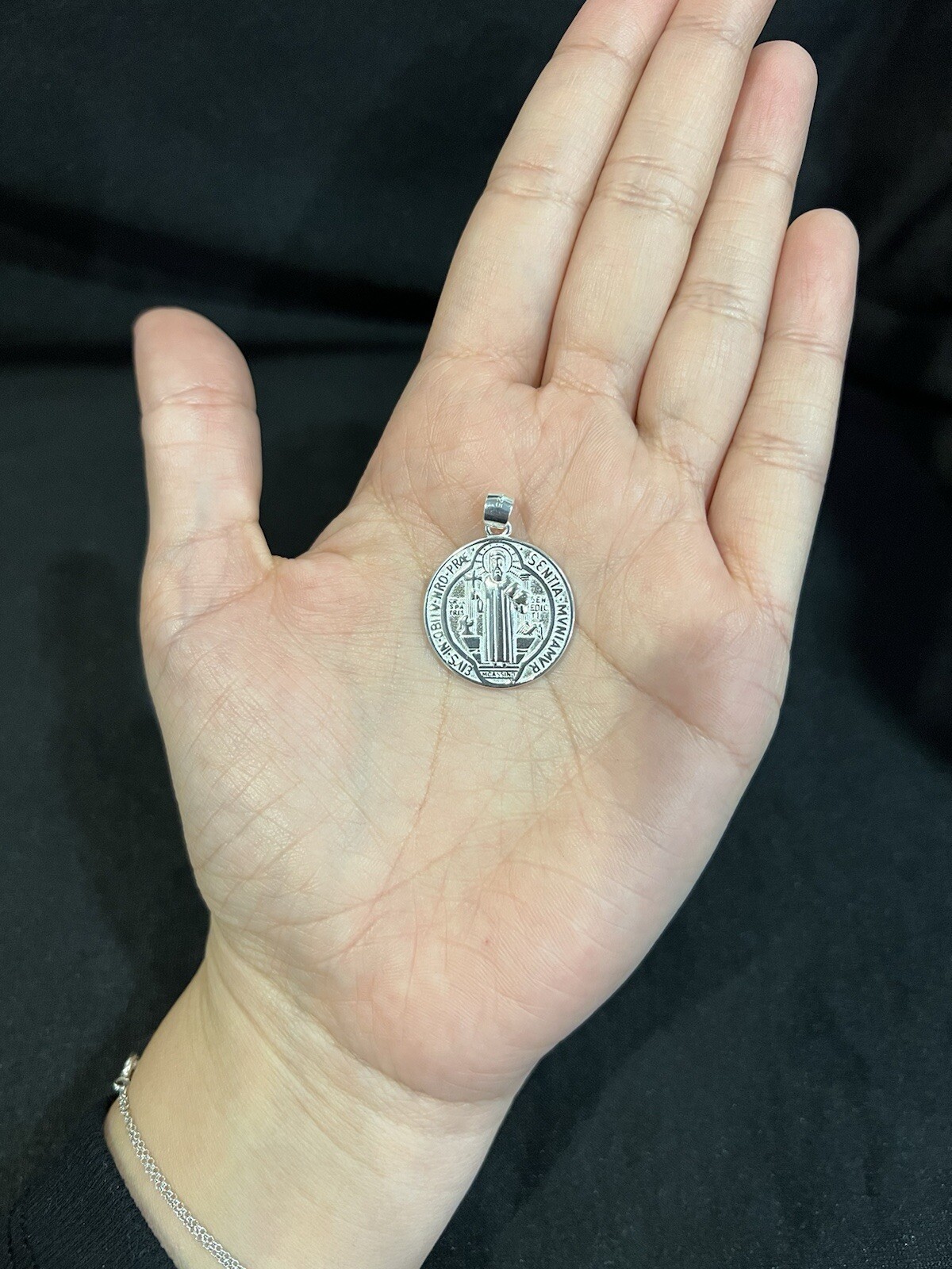 925 Sterling Silver Men Women St Benedict San Benito Protection Medal Pendant