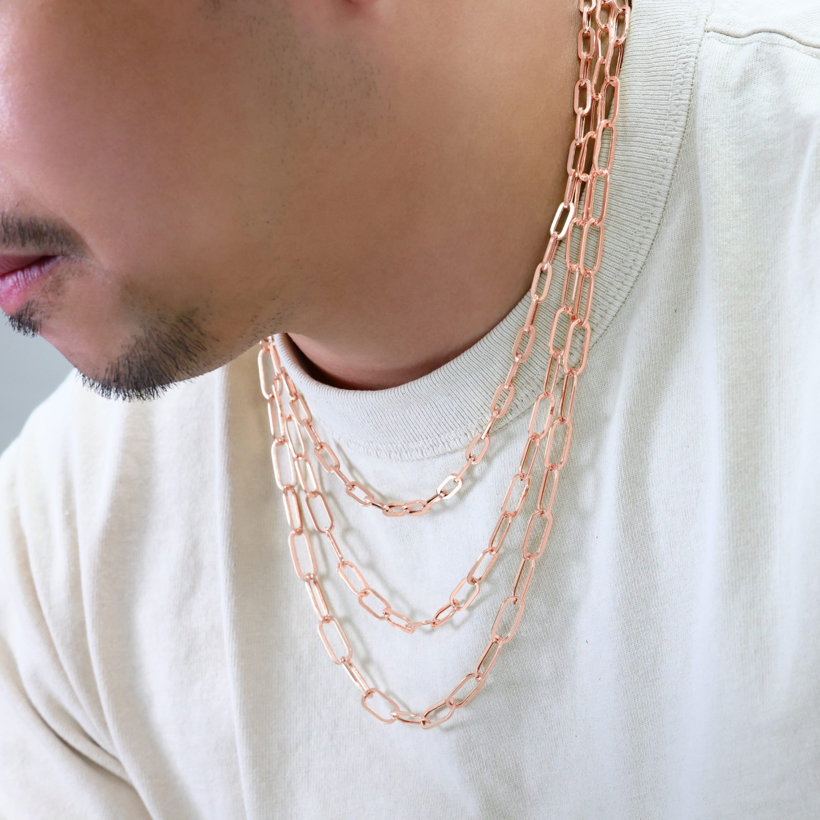 10k Rose Gold Paperclip 2mm-7mm Chain Oval Cable Necklace Mens Womens 16″-24″