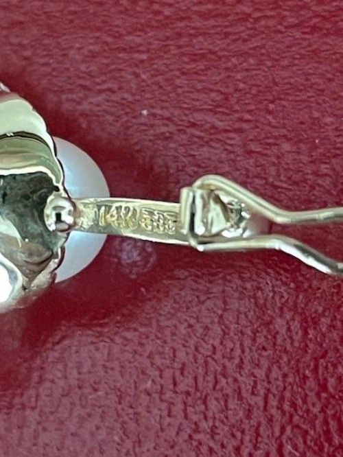 Estate 14k Chinese Three Pearl and Three Diamond Accent Enhancer Pendant 4.8