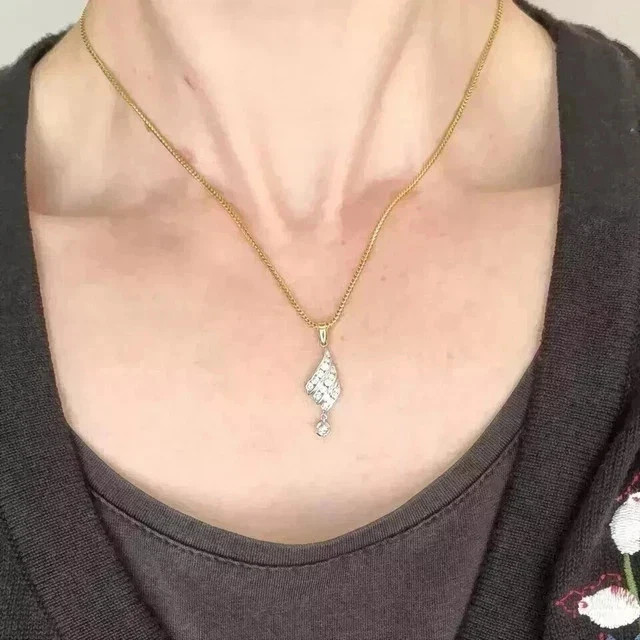 2Ct Round Cut Real Moissanite Women’s Fancy Pendant Chain 14K Yellow Gold Plated