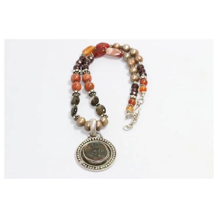 Vintage Sterling Silver Multi Gem Necklace
