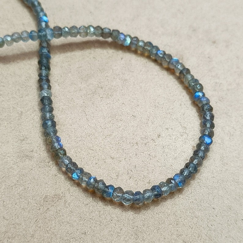 Labradorite Faceted Rondelle 4MM Gemstone Beads 4 Necklaces For Buyer