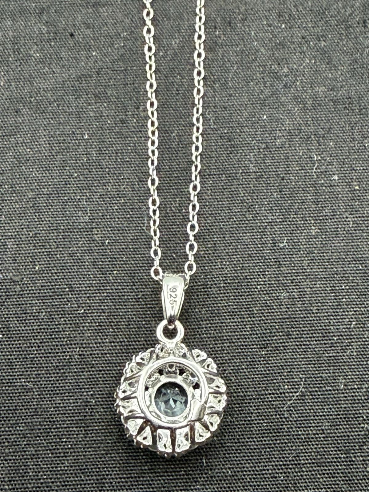 JTV Swiss Topaz & White Sapphire 925 Sterling Silver Pendant Size 18”