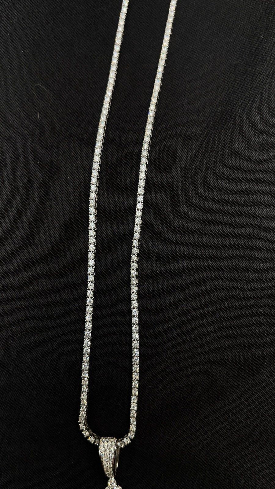 Cross Pendant & 2mm 18 Inch Tennis Chain 925 Silver