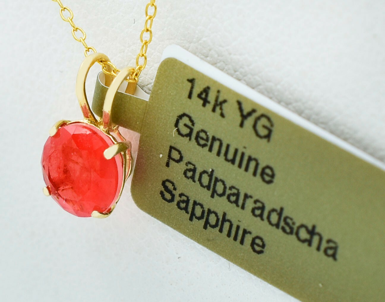 GENUINE 1.26 Cts PADPARADSCHA SAPPHIRE PENDANT 14K GOLD – Free Appraisal – NWT