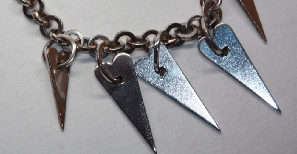 HTF! Pianegonda Sterling Silver “Love Sick” 5 Heart Chain Link Necklace [044GRA]