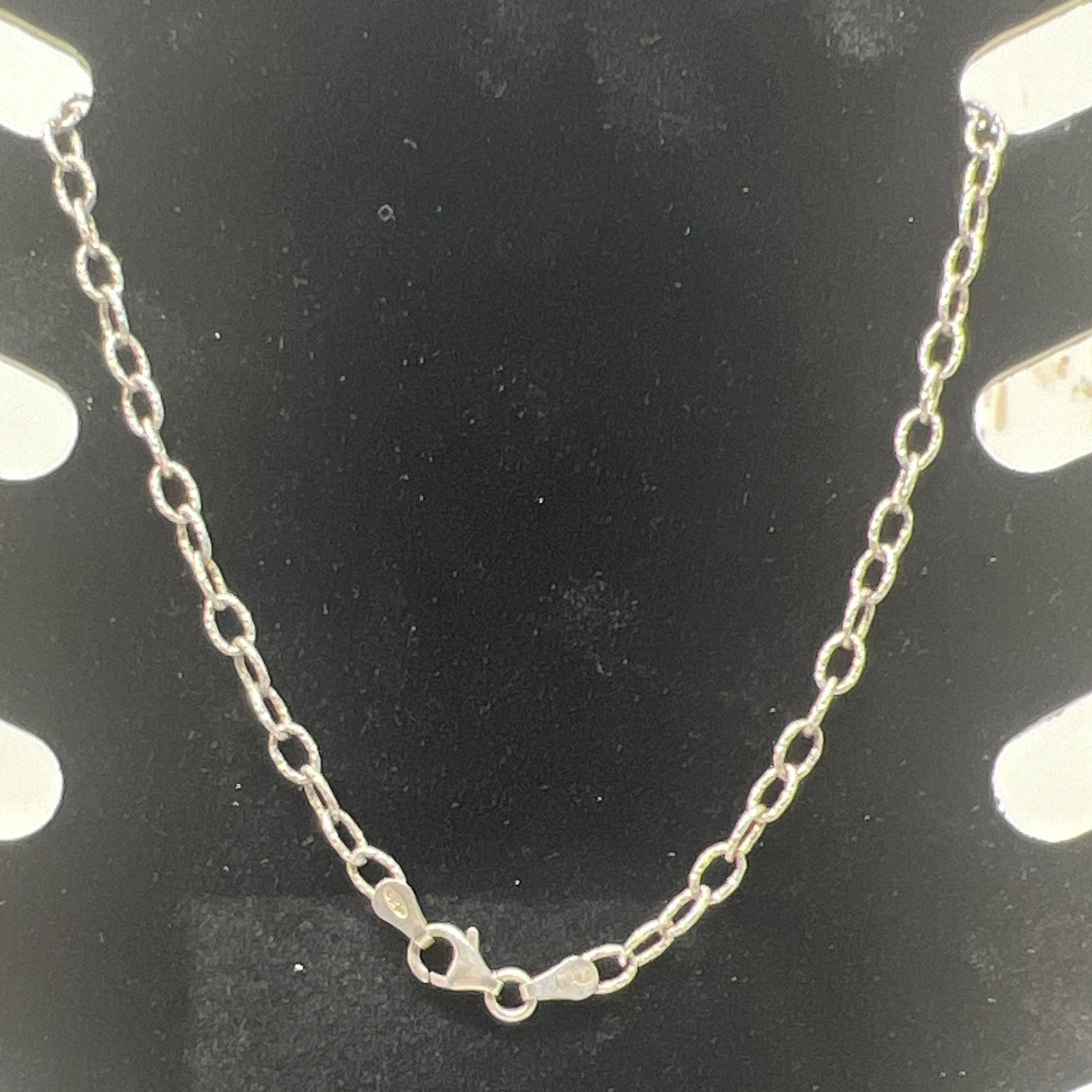 925 Sterling Silver Oval Link Chain Necklace Italy 11″ Lobster Closure