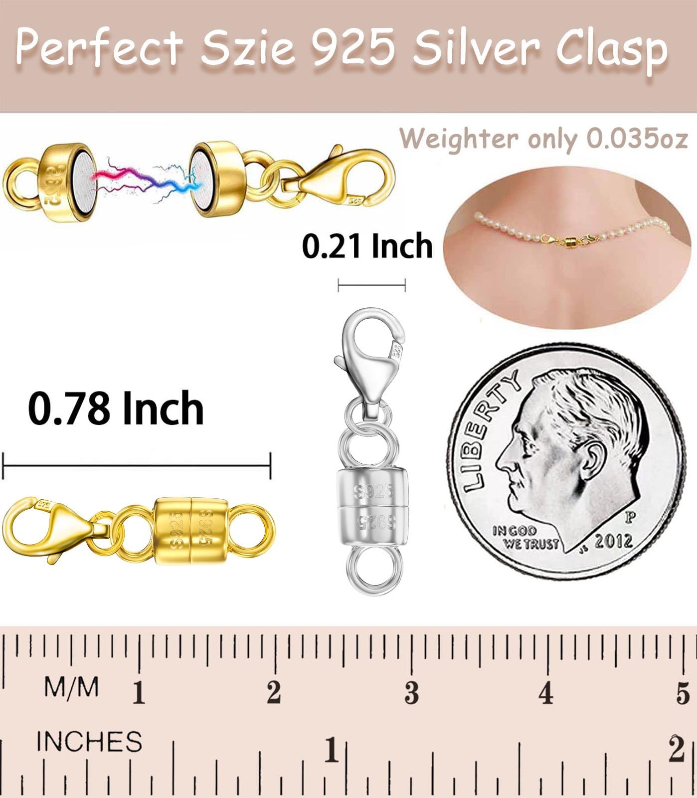 925 Sterling Silver Lobster Clasp Necklace with 14K Gold Converters